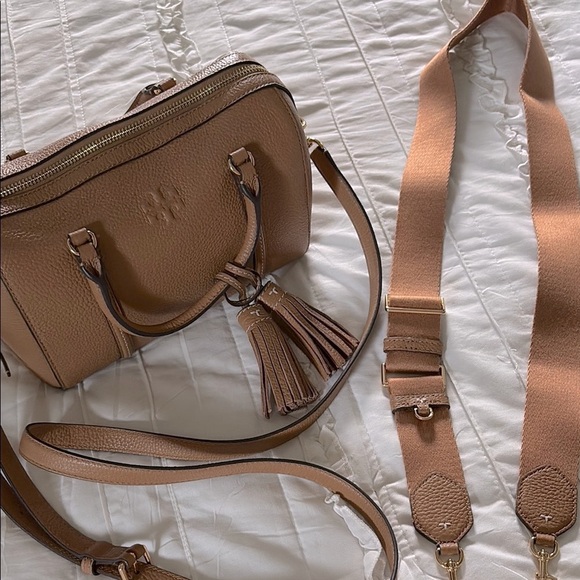 Brown Leather Handbag with Tassel